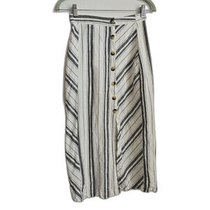 Free People Women’s Linen Blend Pencil High Rise Maxi Skirt Button Down …